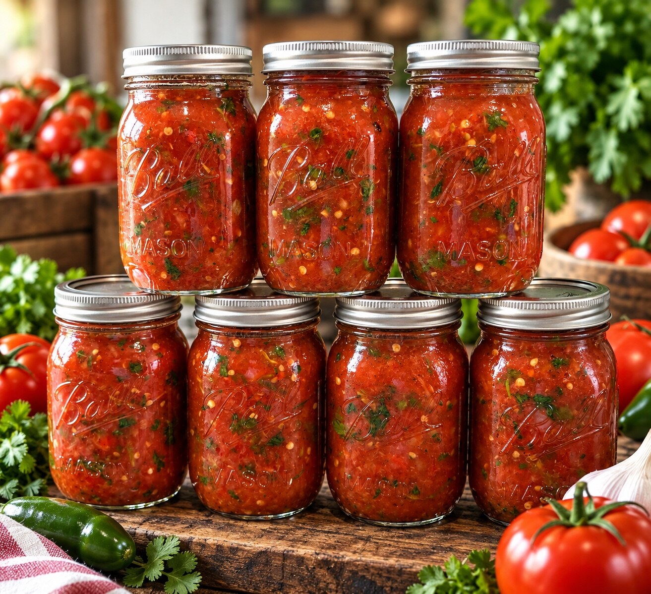 Jars of smoky tomato salsa